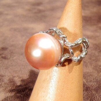 22.03ct,15mm南洋真珠とSV925のリング（指輪のサイズ：10号、サイズ変更無料、ロジウム）の画像