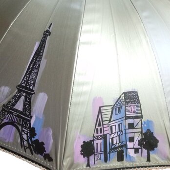 パリのウキウキ日和　　特注☆リクエスト手描き日傘の画像