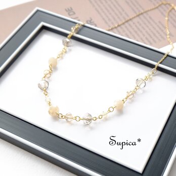 【最終】s154 GN347【選べる長さ4通り】大人ベージュカラーの上品ネックレス　ゴールド