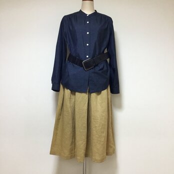 大島紬のシャツブラウス     着物リメイクの画像