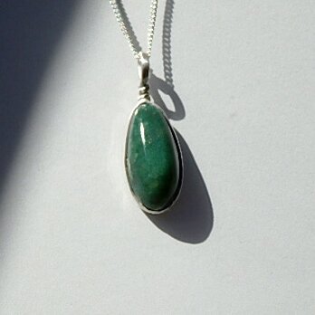 925 Stering Silver Green Jasper Pendantの画像