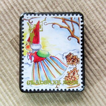 デンマーク　クリスマス切手ブローチ5646