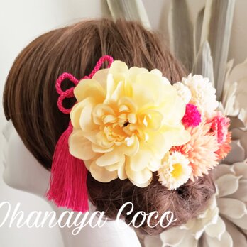 花funwari ビタミンカラーの髪飾り9点Set No643の画像