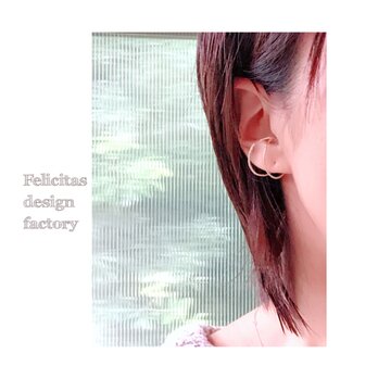 14kgf：槌目模様のear cuff：W：大きなサイズの画像