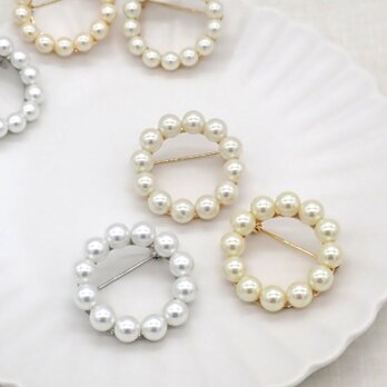パールのサークルブローチ【ホワイト・ナチュラル・クリーム】