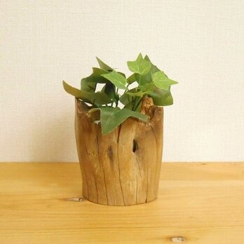 【温泉流木】いろいろ使えるギザ丸太のミニ花器ハイドロカルチャー容器 流木インテリアの画像