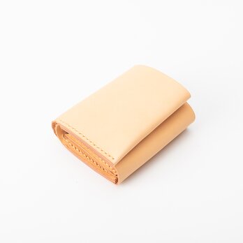 二つ折りミニ財布 牛革手作り小型収納オルガンL字ファスナー財布の画像