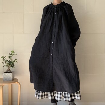 シャーリングワンピース(黒)