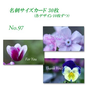 No.097 花のクローズアップ　　　名刺サイズサンキューカード   30枚の画像