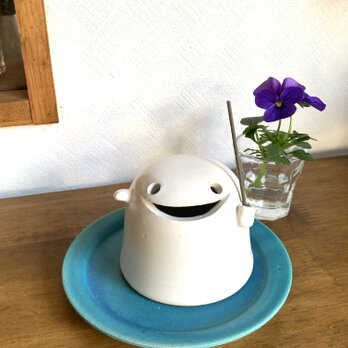 おばけランタンのお香たて「受け皿、ライト付き」ターコイズブルーの画像