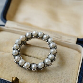 パールbrooch circle silverの画像