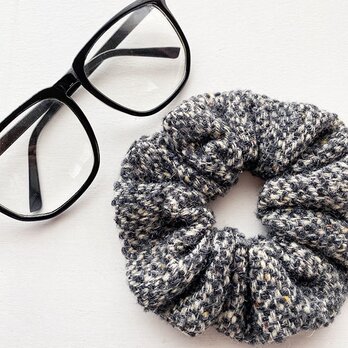 ⭐️6点売れました⭐️《編みウール ツイード 》 おしゃれな ナチュラル グレー 秋 冬  ボリューム シュシュ ヘアゴム