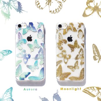ホログラムver 蝶々が飛び交うトキメキスマホケースⅡ バタフライ iPhoneケース iPhone15〜 キラキラの画像
