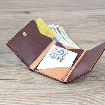 本革 キャッシュレス時代のコンパクト薄型財布 ☆Red☆の画像
