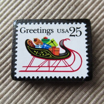 アメリカ　クリスマス切手ブローチ　5712