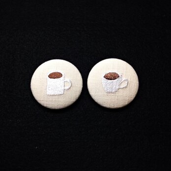 刺繍ボタンブローチ　「コーヒー」の画像