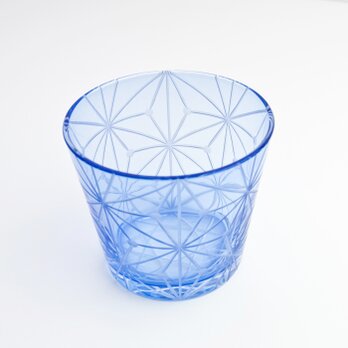 東京切子(花切子）グラス　千代紙　青の画像