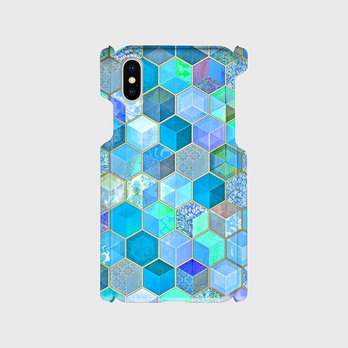 ハニカムボヘミアンパターン （cool　blue）　iphone5/5c/5s/6/6s/7/8/X　等　専用　　の画像