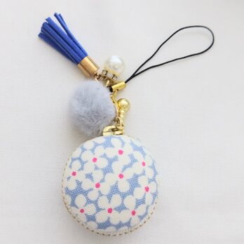 サークルフラワーブルーのマカロンポーチ