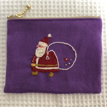 刺繍のファスナーポーチ☆クリスマスの画像