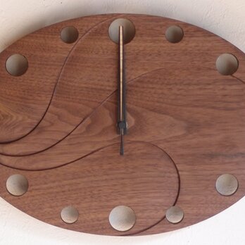 無垢の木の電波掛け時計　ブラックウォールナット　００５１の画像