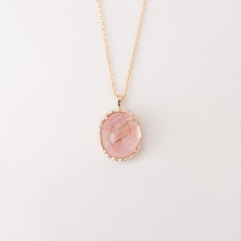 【1点もの】ルチルクオーツ×ピンクオパール K10 ネックレス