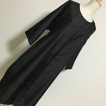 着物リメイク　2L~3L寸法の7分袖コクーンワンピース　村山大島紬　の画像