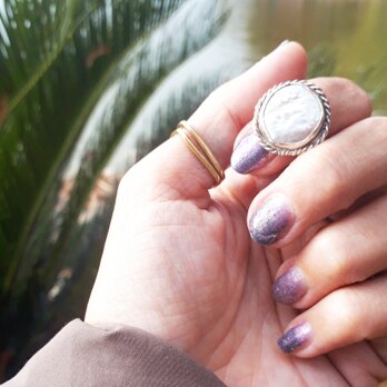 【11号】silver925 coin pearl ringの画像