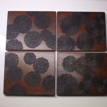 銘々皿・四枚組「菊文様/牡丹文様」