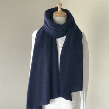 温度を纏う 純カシミヤのふわふわショールストール　Navyの画像
