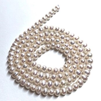 極小 淡水パール 連 40cm ポテト ベビー 3mm*3.5~4mm 真珠 素材 パーツ 材料 送料無料の画像