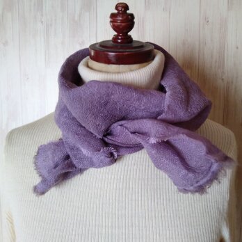 再再販　ふんわり♪1枚でリネンとウールのいいところどりミニストール　草木染め　ログウッド染＊薄め