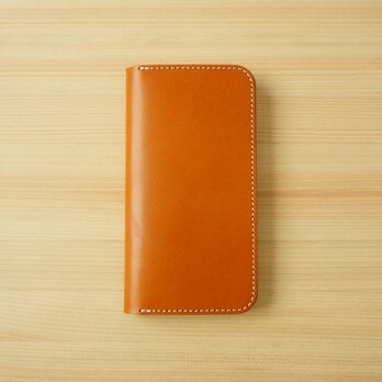 牛革 iPhone 11 カバー  ヌメ革  レザーケース  手帳型  キャメルカラーの画像