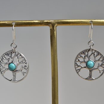 ツリーオブライフ（生命の樹）　ターコイズピアス