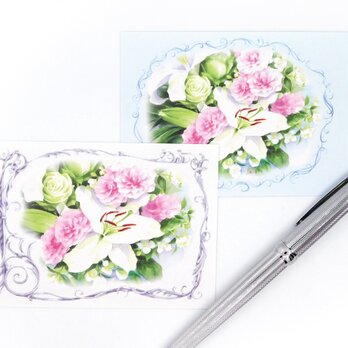 花のメモ「バラとカサブランカ」２種３０枚の画像