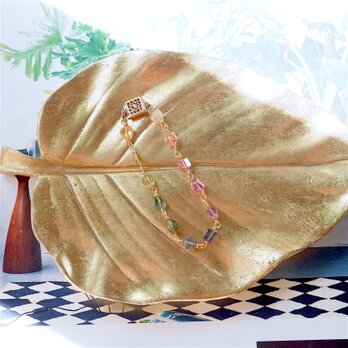 宝石質トルマリングラーデーションカラーブレスレットの画像