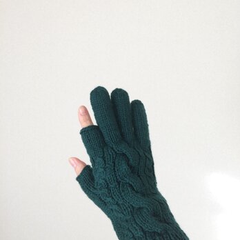 【受注制作】メンズスマホ対応手袋メリノウール100%グリーンの画像