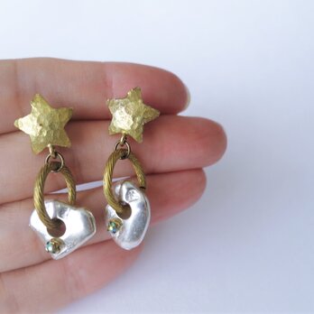 スター＆シルバーナゲットピアス vintage earrings star SV <PE6-L19>の画像