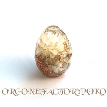 強運ホエールテール　金運　愛情　ヒーリング　ケオン　幸運メモリーオイル入　カット卵型　オルゴナイトの画像
