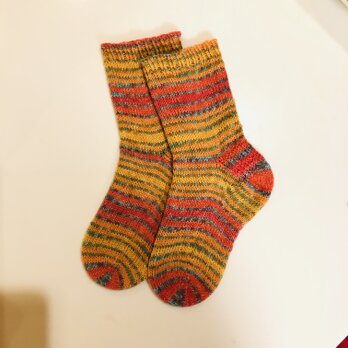 No.244 送料込手編み靴下カルシファー