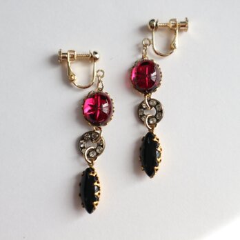 Vintage glassstone PINK earring(pierce)の画像