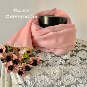 立体刺繍の花付き　コットンストール　ピンク＆パープルの画像