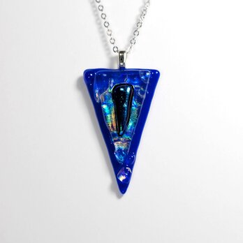 ダイクロガラス ペンダント：コバルトブルーに虹の三角の画像