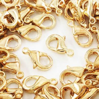 送料無料　カニカン　ゴールド　KC金　100個　10mm　金具　留め具　留め金具　ストラップ　ネックレス　(AP0728)の画像