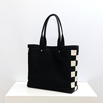 サイドチェッカートート L ブラック