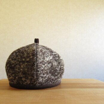 ［セール］てっぺんに輪っか、ベレー帽　焦げ茶のニット