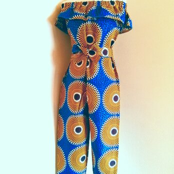 オールインワン/オフショルダー(裾スリム)/アフリカ布の画像