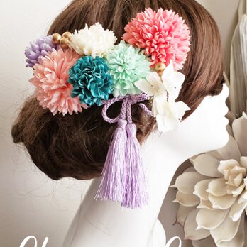 花funwari まんまるマムの髪飾り10点Set No701の画像