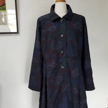 十日町紬リメイク　ステンカラーのコート（総裏付き）の画像