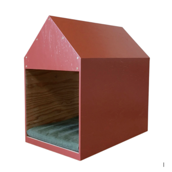 インテリアになる犬小屋　ドッグハウス  ペットハウス　木製　レッド　室内用の画像
